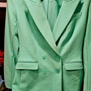Mint Green Double-Breasted Blazer